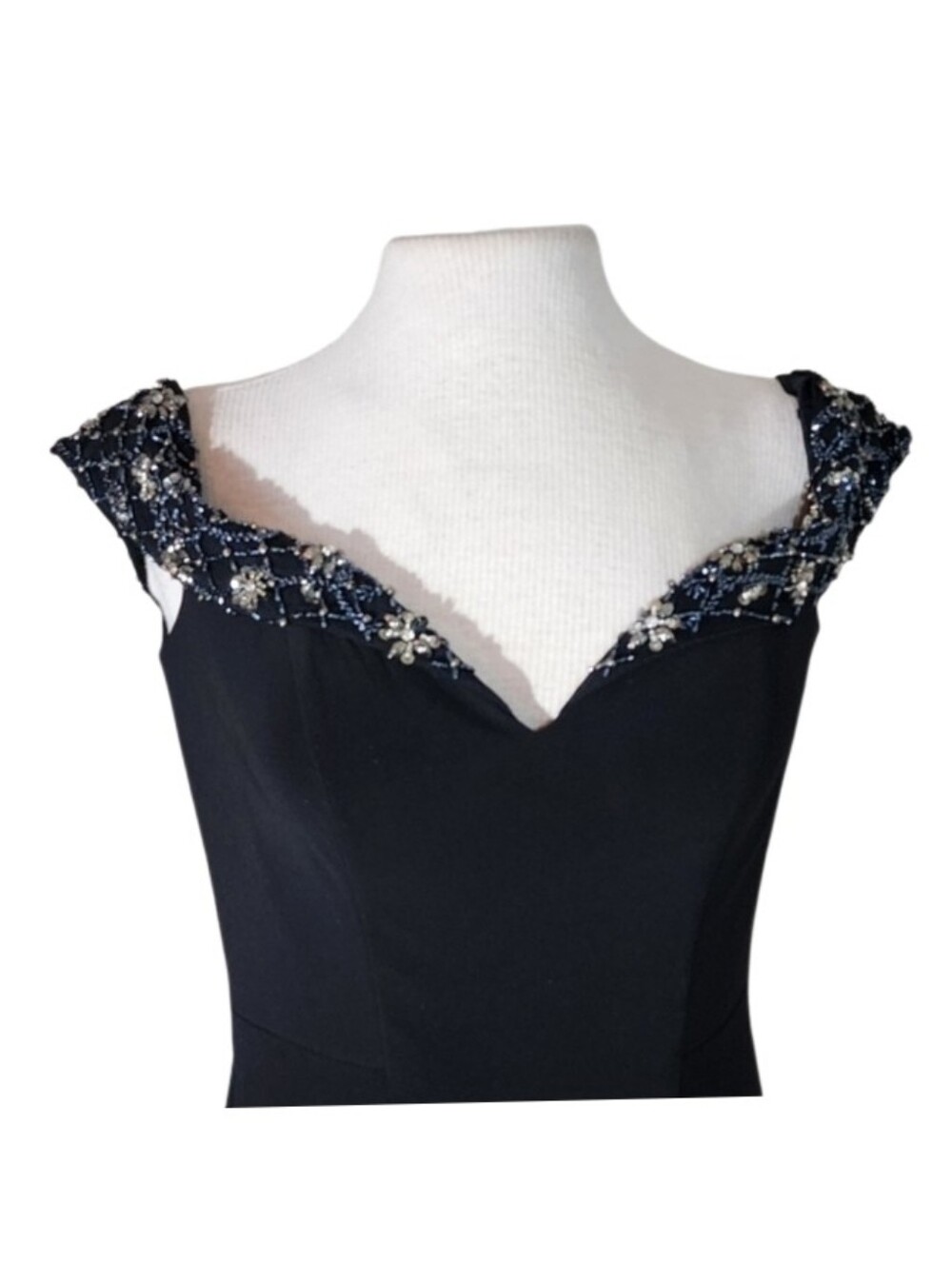 Faviana Dress Glamour Off Shoulder Sweetheat Neckline Maxi Black Size 8 - Picture 4 of 16